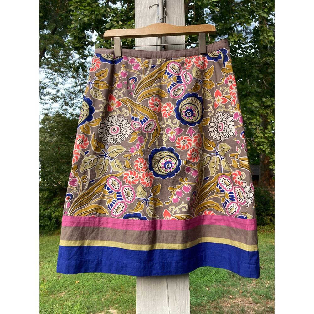 Boden - A Line Party/Intricate Vibrant Floral & Paisley Knee Length Skirt  - 4 - Picture 5 of 8